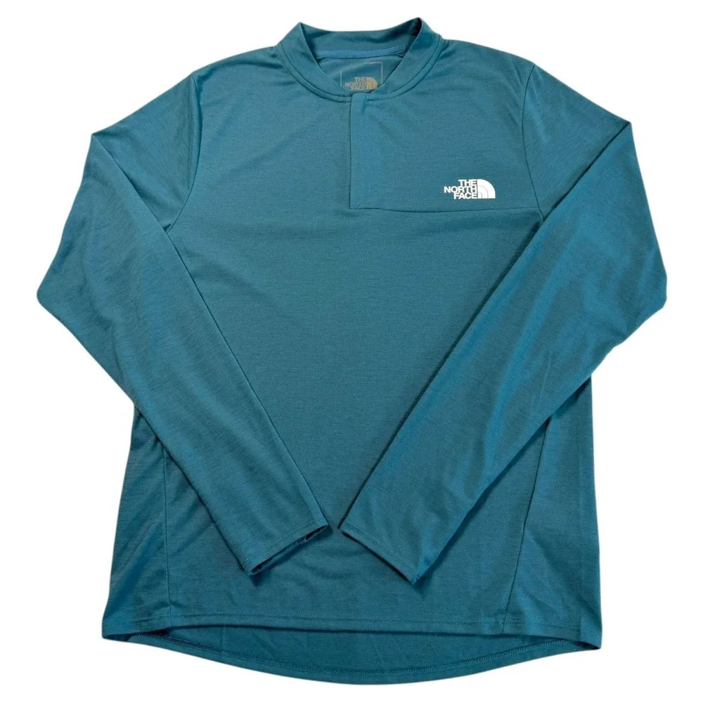 The North Face Men Active Trail Henley Sz S Teal Performance Outdoor Hiking Airy